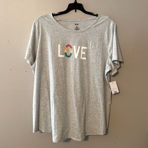 Evri Grey Love Pride T-shirt Size 2X NWT